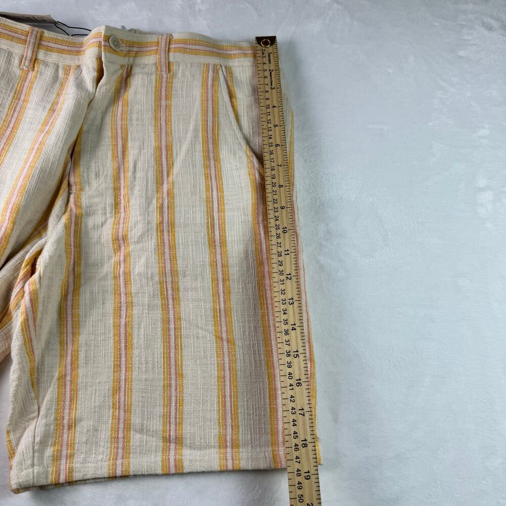 Zara Men Linen Blend Shorts Yellow Pink Old Money Resort Casual Size M NWT - Picture 5 of 11